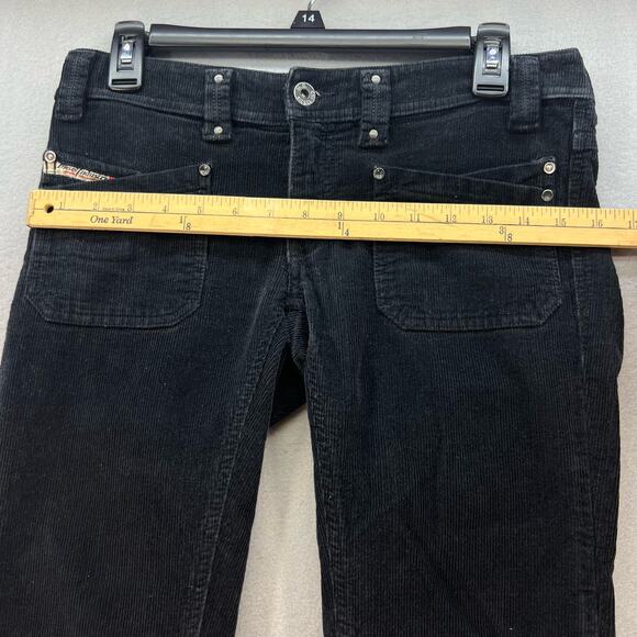 VTG Diesel Pants Women's Size 4/27 Black Corduroy Y2K Straight Preppy - Picture 3 of 15